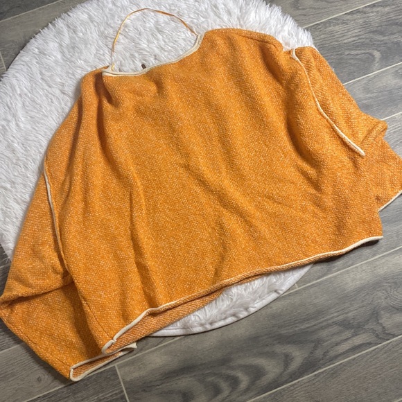 Free People Oversized Cropped Orange Slouchy Sweater Pullover - Picture 7 of 7
